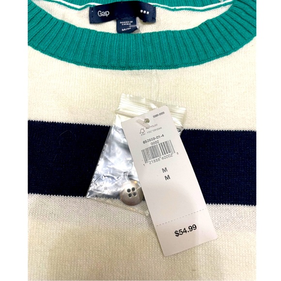 Gap • Light Knit Sweater • Women’s Size Medium • Blue (Navy) Green White • NWT - Picture 2 of 3
